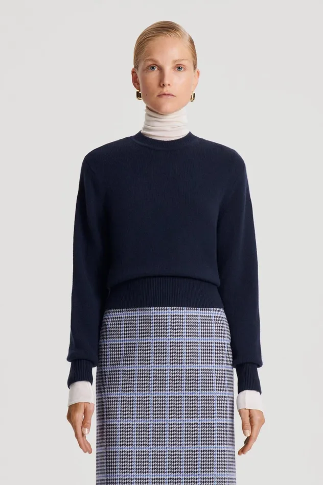 Women Scanlan Theodore Sweaters CASHMERE CREW SWEATER Navy Women Scanlan Theodore Sweaters CASHMERE CREW SWEATER Navy