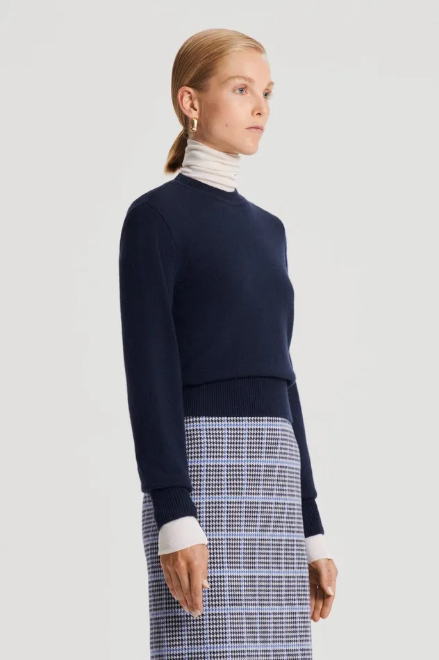 Women Scanlan Theodore Sweaters CASHMERE CREW SWEATER Navy Women Scanlan Theodore Sweaters CASHMERE CREW SWEATER Navy