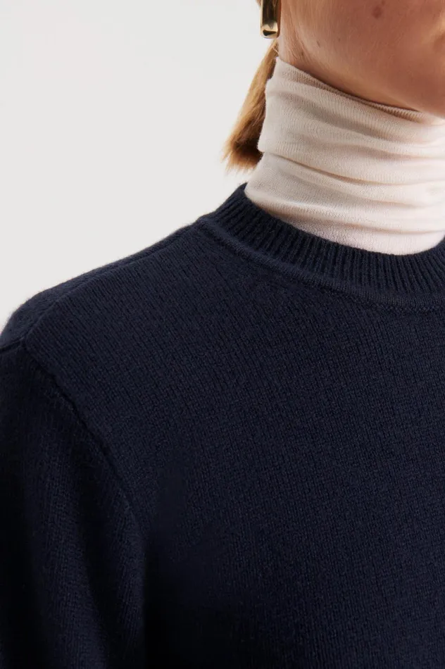 Women Scanlan Theodore Sweaters CASHMERE CREW SWEATER Navy Women Scanlan Theodore Sweaters CASHMERE CREW SWEATER Navy