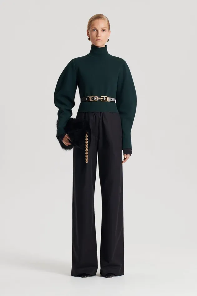 Women Scanlan Theodore Tops CREPE KNIT COCOON SLEEVE SWEATER Darkgreen