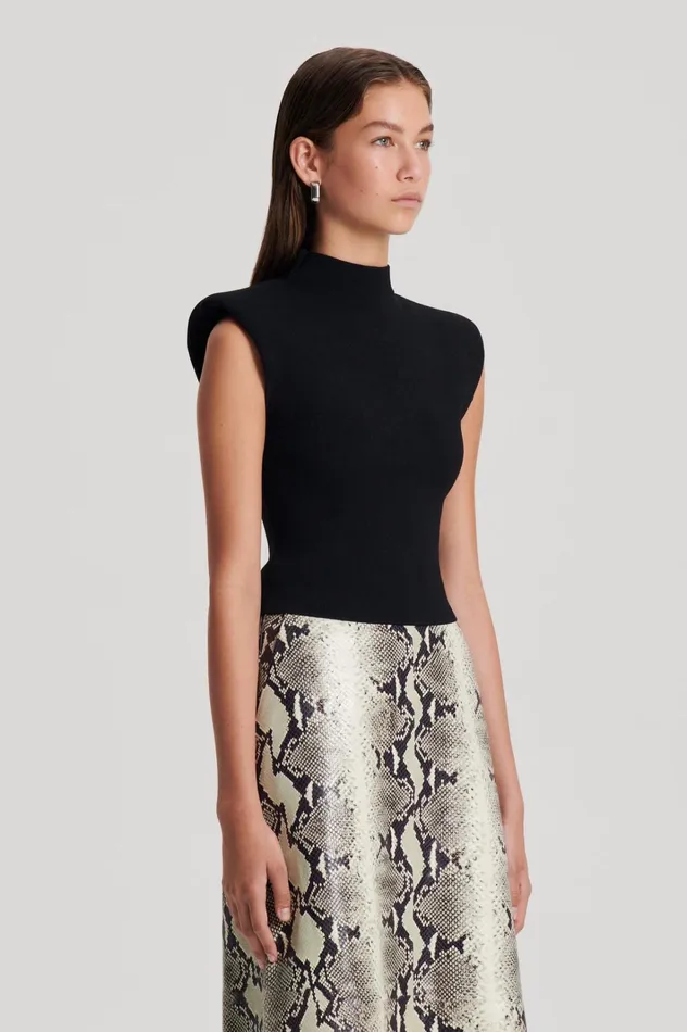 Women Scanlan Theodore Tops CREPE KNIT MILANO SLVLSS TOP Black Women Scanlan Theodore Tops CREPE KNIT MILANO SLVLSS TOP Black