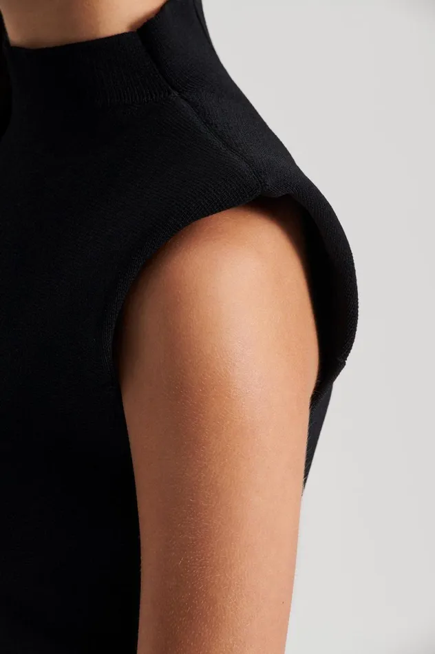 Women Scanlan Theodore Tops CREPE KNIT MILANO SLVLSS TOP Black Women Scanlan Theodore Tops CREPE KNIT MILANO SLVLSS TOP Black