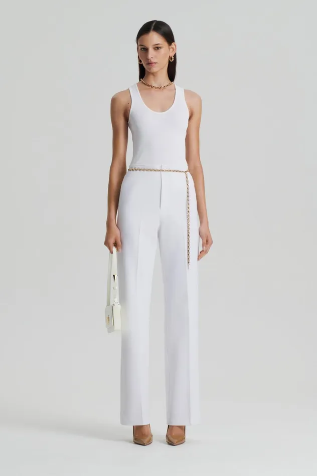 Women Scanlan Theodore Tops CREPE KNIT SINGLET White