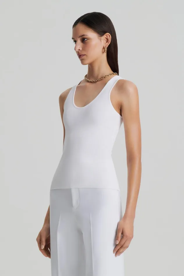 Women Scanlan Theodore Tops CREPE KNIT SINGLET White Women Scanlan Theodore Tops CREPE KNIT SINGLET White