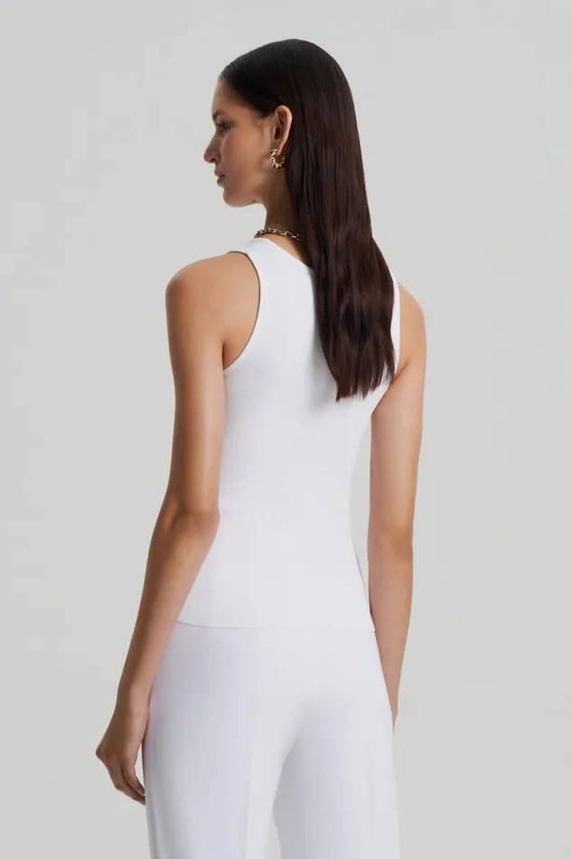 Women Scanlan Theodore Tops CREPE KNIT SINGLET White Women Scanlan Theodore Tops CREPE KNIT SINGLET White