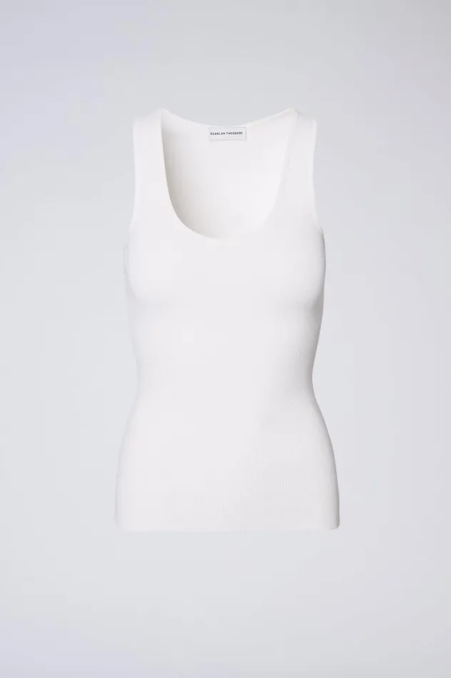 Women Scanlan Theodore Tops CREPE KNIT SINGLET White Women Scanlan Theodore Tops CREPE KNIT SINGLET White
