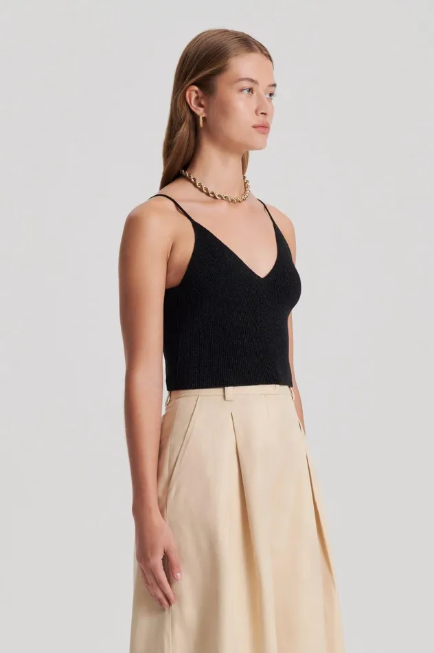 Women Scanlan Theodore Tops METALLIC KNIT CAMISOLE Black Women Scanlan Theodore Tops METALLIC KNIT CAMISOLE Black