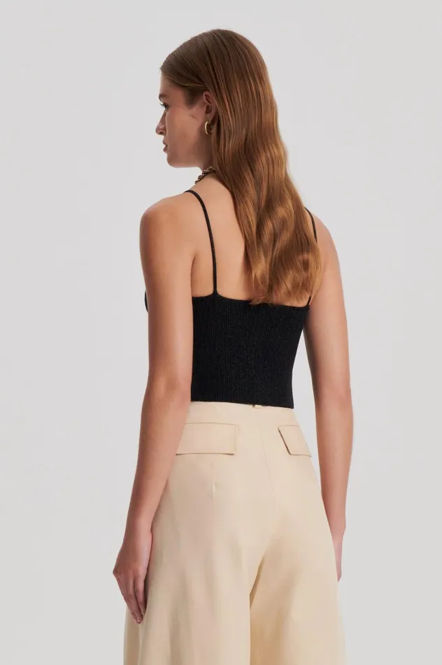 Women Scanlan Theodore Tops METALLIC KNIT CAMISOLE Black Women Scanlan Theodore Tops METALLIC KNIT CAMISOLE Black