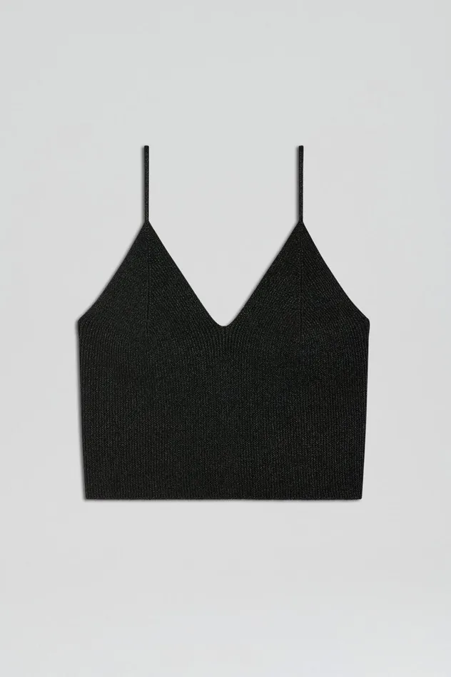 Women Scanlan Theodore Tops METALLIC KNIT CAMISOLE Black Women Scanlan Theodore Tops METALLIC KNIT CAMISOLE Black