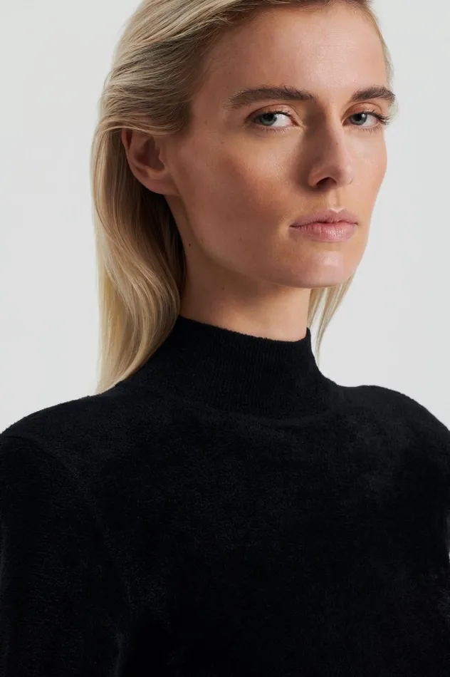 Women Scanlan Theodore Tops VELVET SHOULDER PAD SWEATER Black Women Scanlan Theodore Tops VELVET SHOULDER PAD SWEATER Black