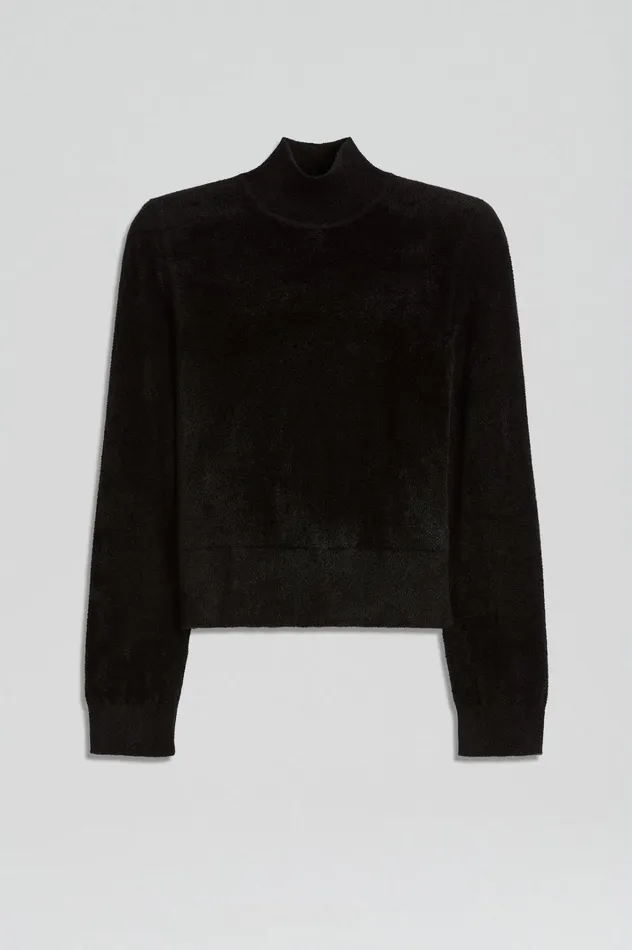 Women Scanlan Theodore Tops VELVET SHOULDER PAD SWEATER Black Women Scanlan Theodore Tops VELVET SHOULDER PAD SWEATER Black