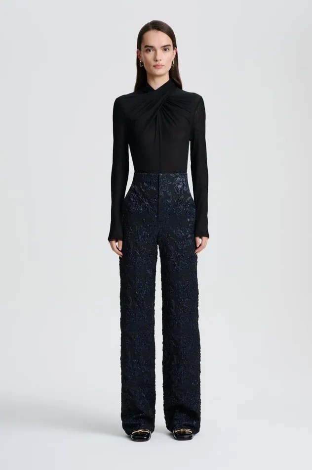 Women Scanlan Theodore Trousers FRENCH JACQUARD TROUSER Black