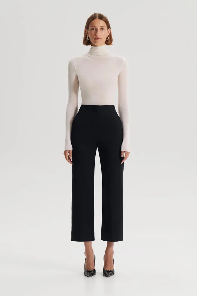Women Scanlan Theodore Trousers SATEEN CROPPED WIDE LEG TROUSER Black