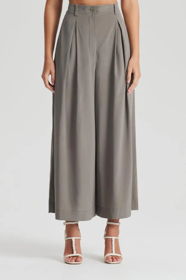Women Scanlan Theodore Trousers SILK CROP TROUSER Taupe Women Scanlan Theodore Trousers SILK CROP TROUSER Taupe