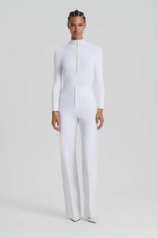 Women Scanlan Theodore Trousers TAILORED CREPE TROUSER White
