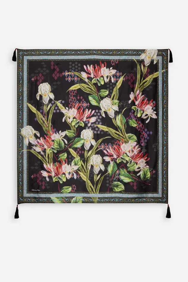Women Scarves Johnny Was IRIS WHISPER SILK SCARF Iris Whisper Scarf Print