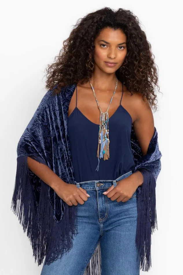 Women Scarves Johnny Was VANETTA FRINGE WRAP Alixa Burnout