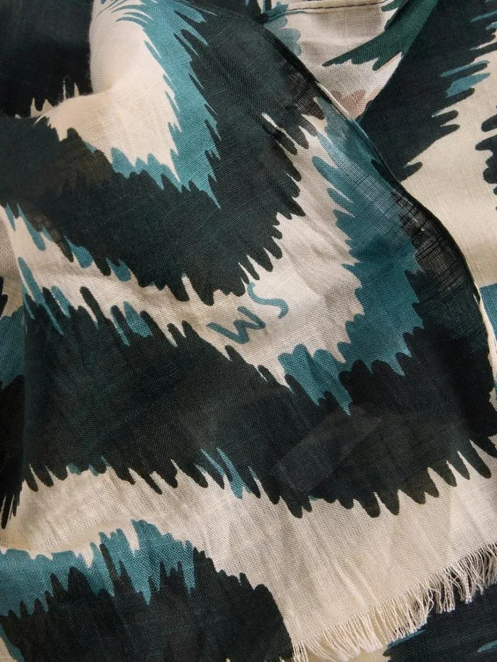 Women SCARVES White Stuff Squiggle Ikat Print Scarf Natural Multi