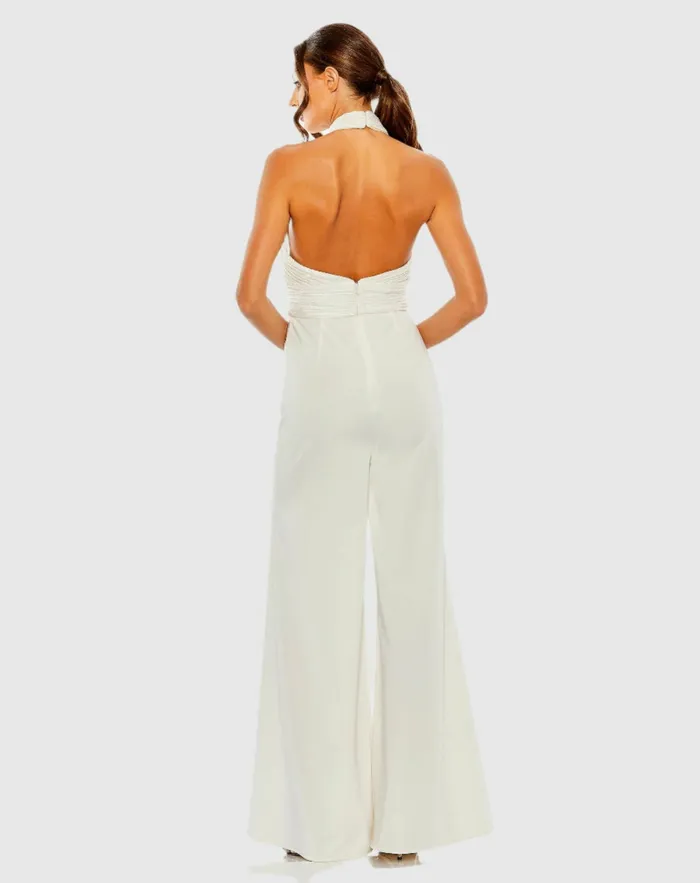 Women Sequined Cross Neck Halter Jumpsuit Black Jumpsuits and Rompers Mac Duggal Women Sequined Cross Neck Halter Jumpsuit Black Jumpsuits and Rompers Mac Duggal