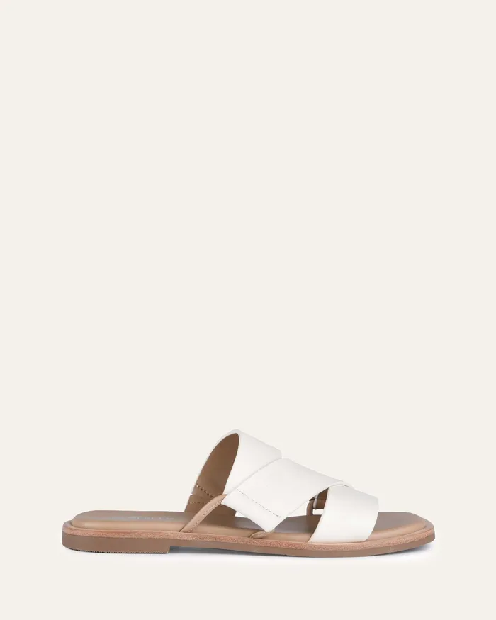 Women Shelby flat slides off white leather SLIDES jomercer