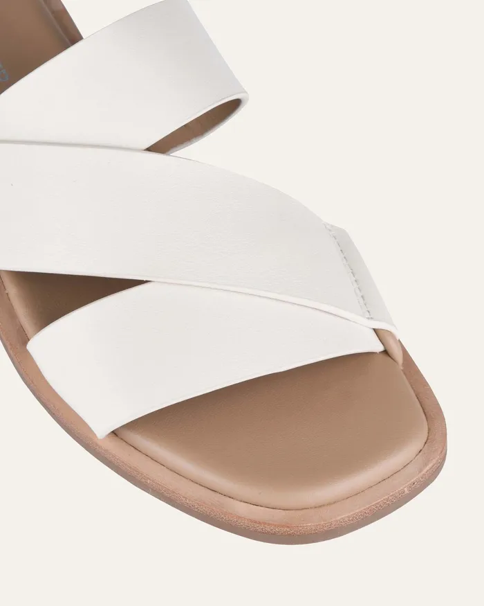 Women Shelby flat slides off white leather SLIDES jomercer Women Shelby flat slides off white leather SLIDES jomercer