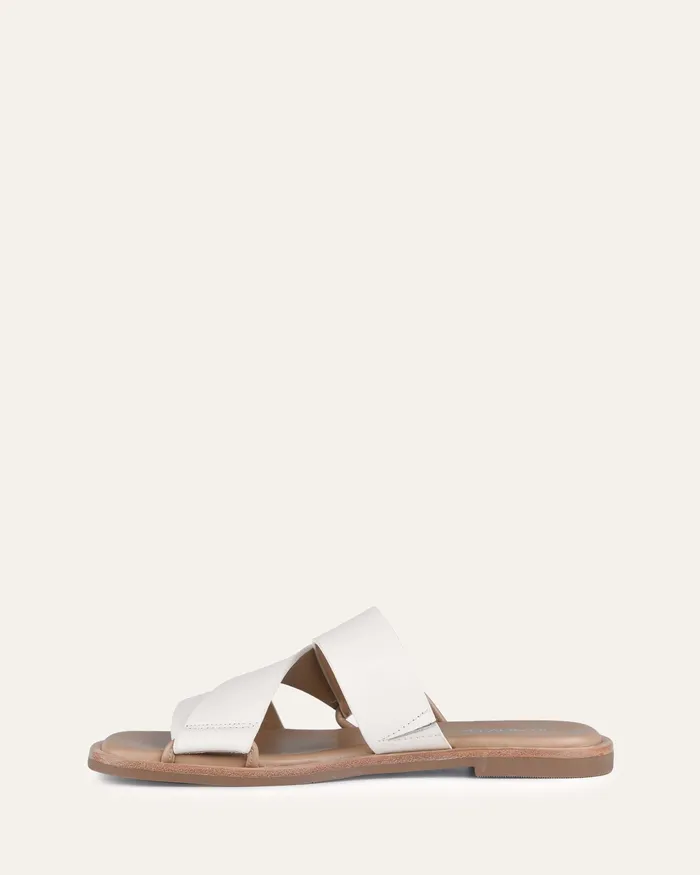 Women Shelby flat slides off white leather SLIDES jomercer Women Shelby flat slides off white leather SLIDES jomercer