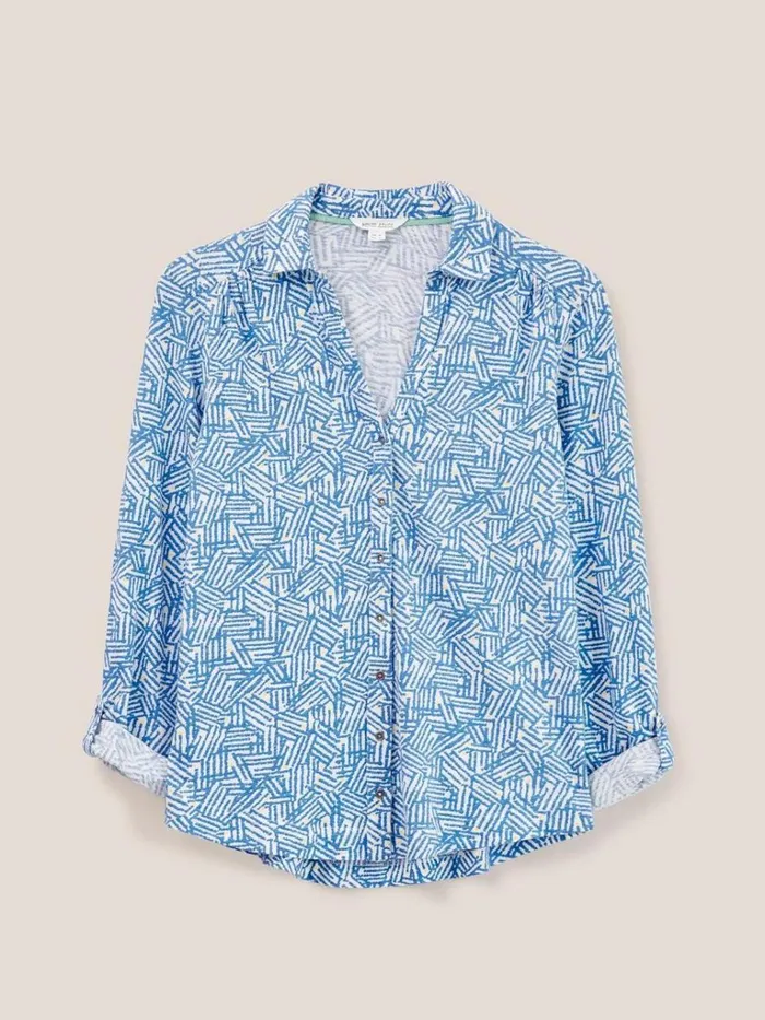 Women SHIRTS and BLOUSES White Stuff Annie Cotton Jersey Shirt Blue Print Women SHIRTS and BLOUSES White Stuff Annie Cotton Jersey Shirt Blue Print