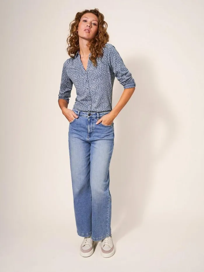 Women SHIRTS and BLOUSES White Stuff Annie Cotton Jersey Shirt Grey Print