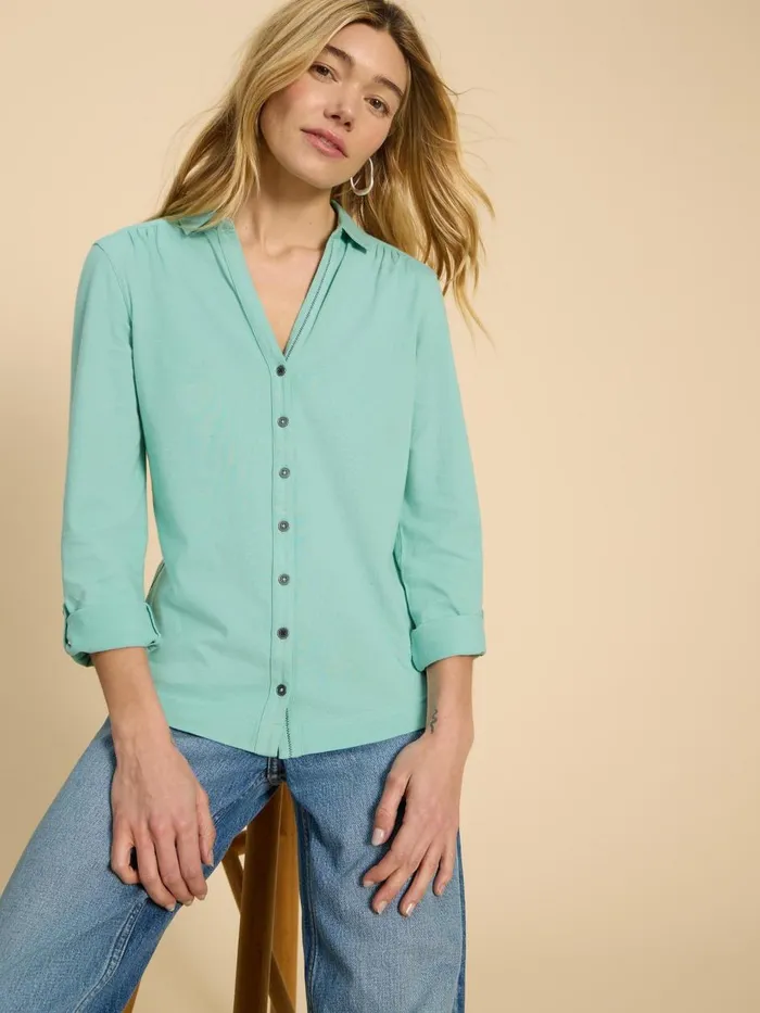 Women SHIRTS and BLOUSES White Stuff ANNIE JERSEY PRINT SHIRT Mid Teal Women SHIRTS and BLOUSES White Stuff ANNIE JERSEY PRINT SHIRT Mid Teal