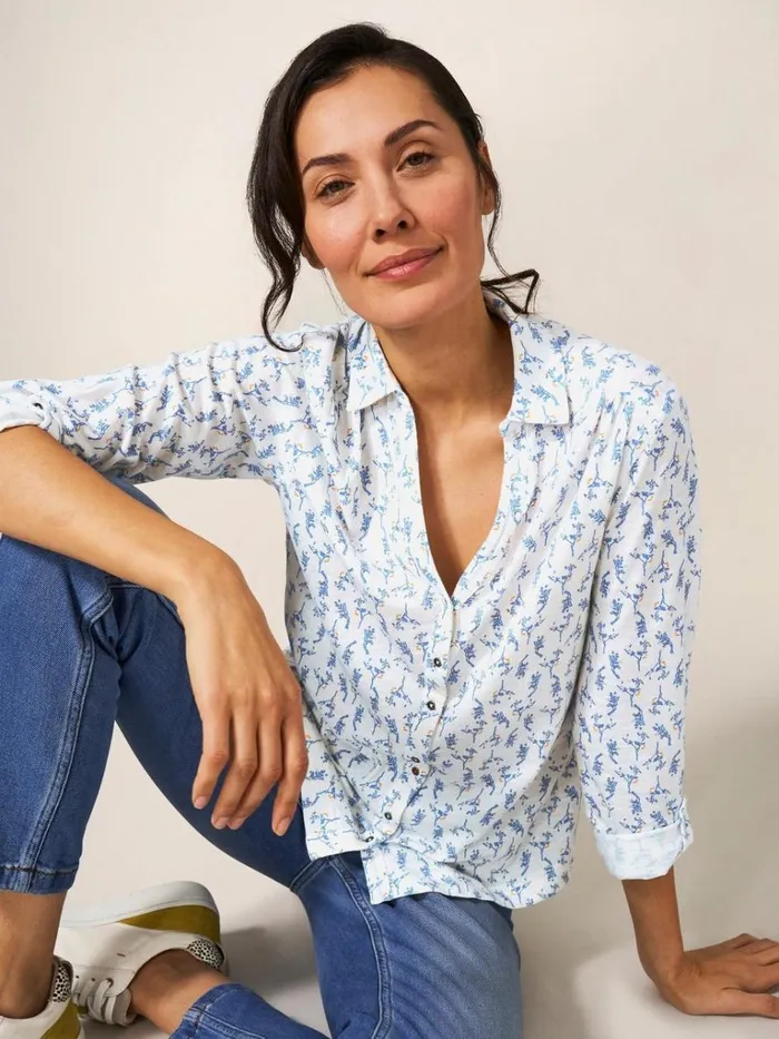 Women SHIRTS and BLOUSES White Stuff Annie Jersey Printed Shirt White Multi