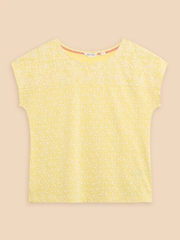 Women SHIRTS and BLOUSES White Stuff ANTHEA EMBROIDERY SHORT SLEEVE TOP Yellow Print Women SHIRTS and BLOUSES White Stuff ANTHEA EMBROIDERY SHORT SLEEVE TOP Yellow Print