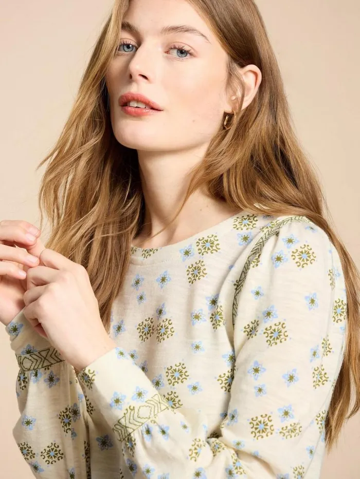 Women SHIRTS and BLOUSES White Stuff BLAKE PUFF SLEEVE TOP Ivory Multi Women SHIRTS and BLOUSES White Stuff BLAKE PUFF SLEEVE TOP Ivory Multi
