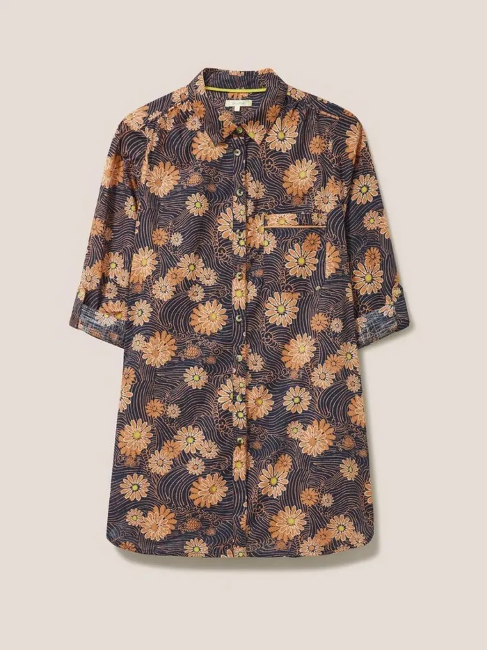 Women SHIRTS and BLOUSES White Stuff Carrie Longline Shirt Orange Print Women SHIRTS and BLOUSES White Stuff Carrie Longline Shirt Orange Print