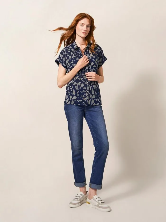 Women SHIRTS and BLOUSES White Stuff Ella Organic Cotton Shirt Navy Print
