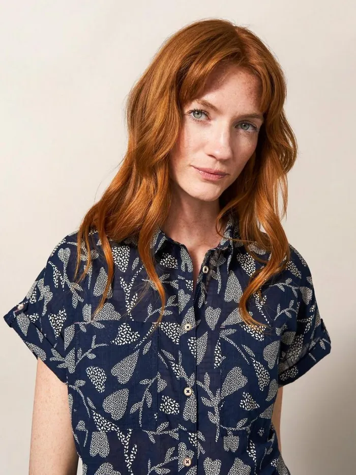 Women SHIRTS and BLOUSES White Stuff Ella Organic Cotton Shirt Navy Print Women SHIRTS and BLOUSES White Stuff Ella Organic Cotton Shirt Navy Print