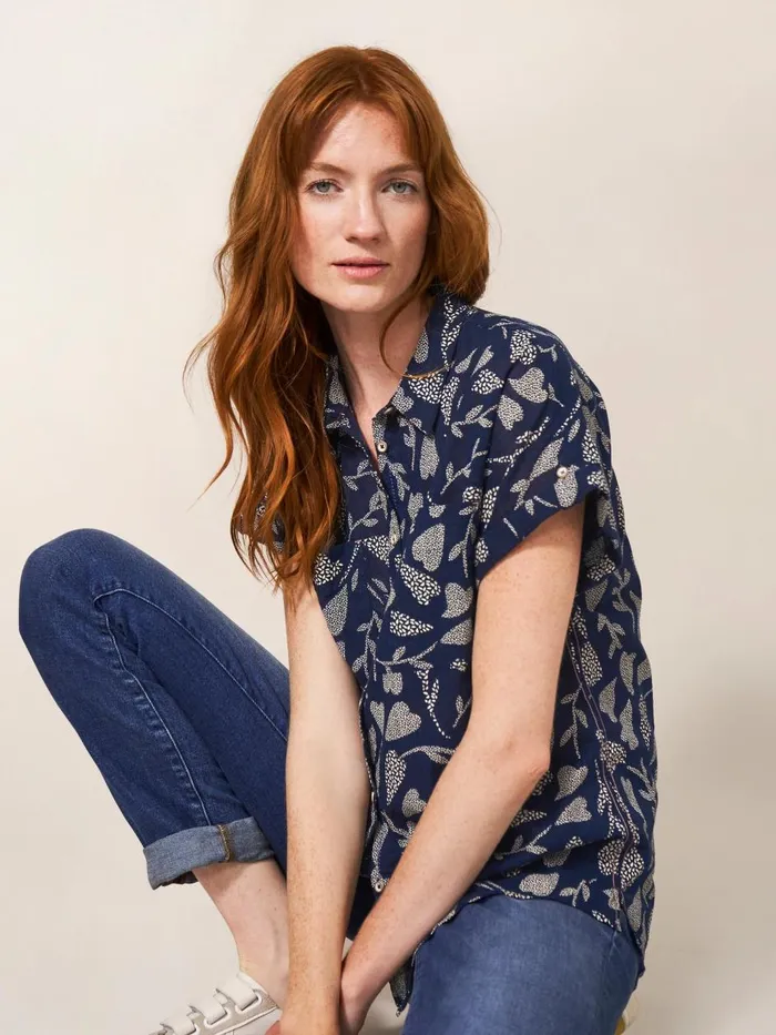 Women SHIRTS and BLOUSES White Stuff Ella Organic Cotton Shirt Navy Print Women SHIRTS and BLOUSES White Stuff Ella Organic Cotton Shirt Navy Print