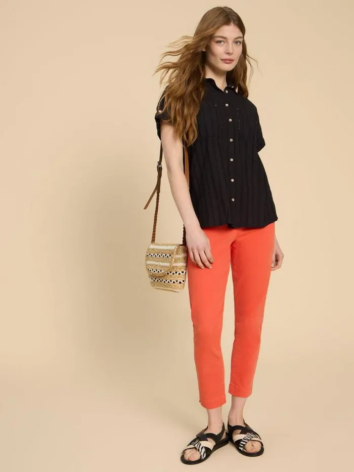 Women SHIRTS and BLOUSES White Stuff Ellie Cotton Broderie Shirt Pure Black