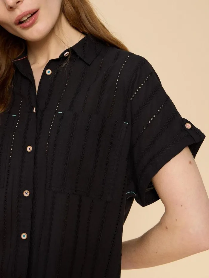 Women SHIRTS and BLOUSES White Stuff Ellie Cotton Broderie Shirt Pure Black Women SHIRTS and BLOUSES White Stuff Ellie Cotton Broderie Shirt Pure Black
