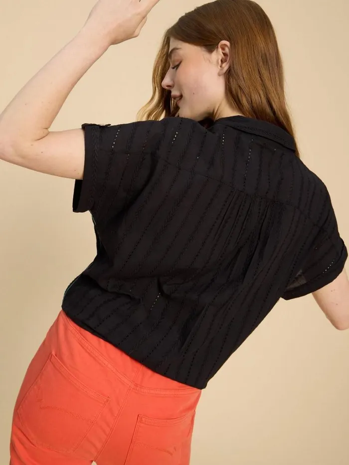 Women SHIRTS and BLOUSES White Stuff Ellie Cotton Broderie Shirt Pure Black Women SHIRTS and BLOUSES White Stuff Ellie Cotton Broderie Shirt Pure Black