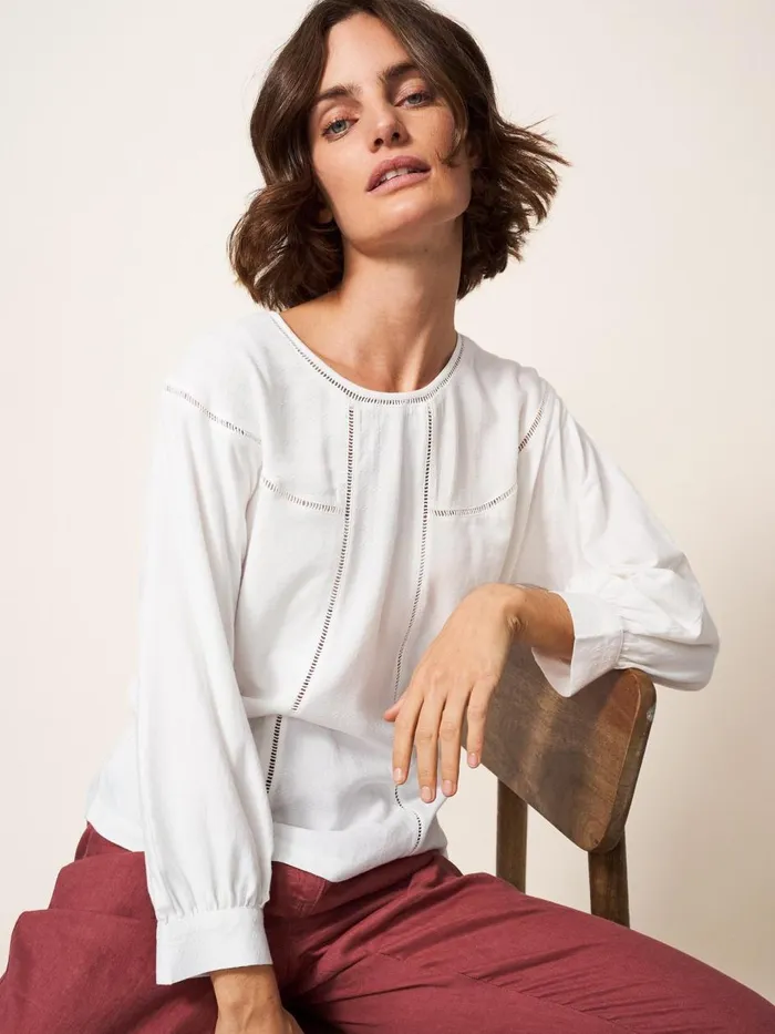 Women SHIRTS and BLOUSES White Stuff MOLLIE JERSEY MIX TOP Brilliant White Women SHIRTS and BLOUSES White Stuff MOLLIE JERSEY MIX TOP Brilliant White