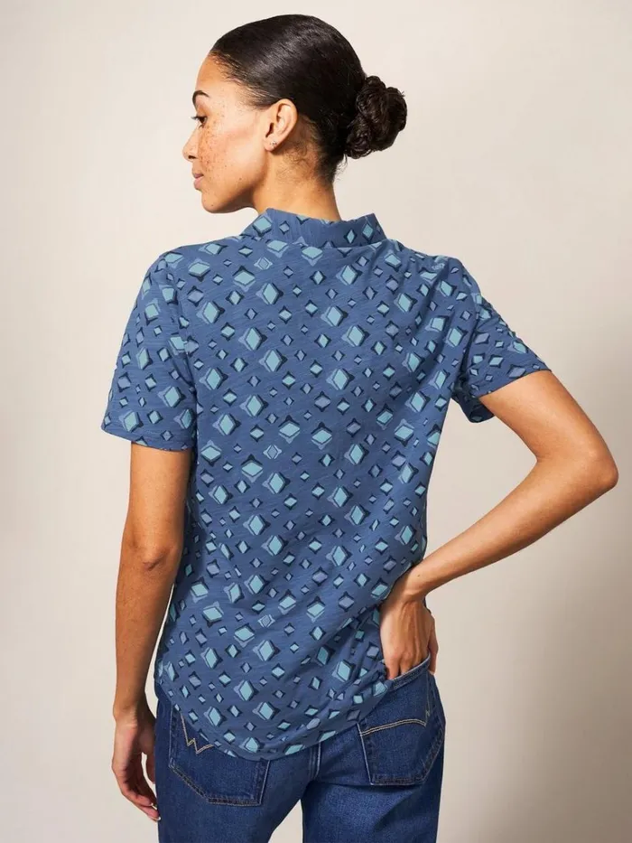 Women SHIRTS and BLOUSES White Stuff Penny Pocket Cotton Jersey Shirt Blue Print Women SHIRTS and BLOUSES White Stuff Penny Pocket Cotton Jersey Shirt Blue Print