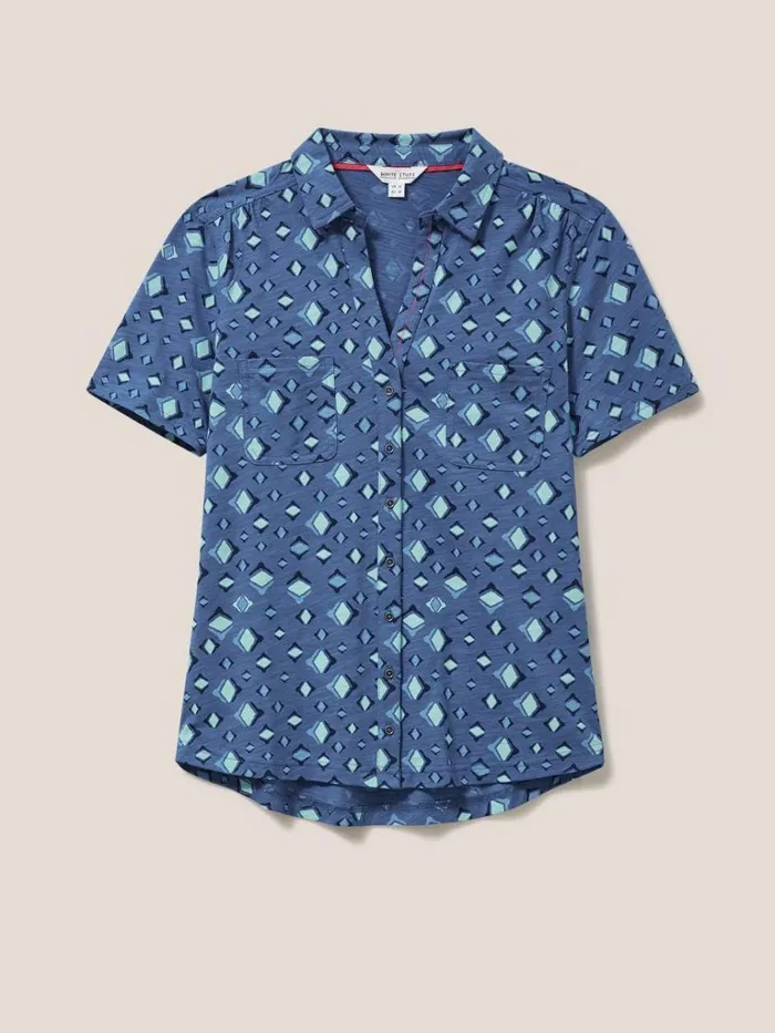 Women SHIRTS and BLOUSES White Stuff Penny Pocket Cotton Jersey Shirt Blue Print Women SHIRTS and BLOUSES White Stuff Penny Pocket Cotton Jersey Shirt Blue Print