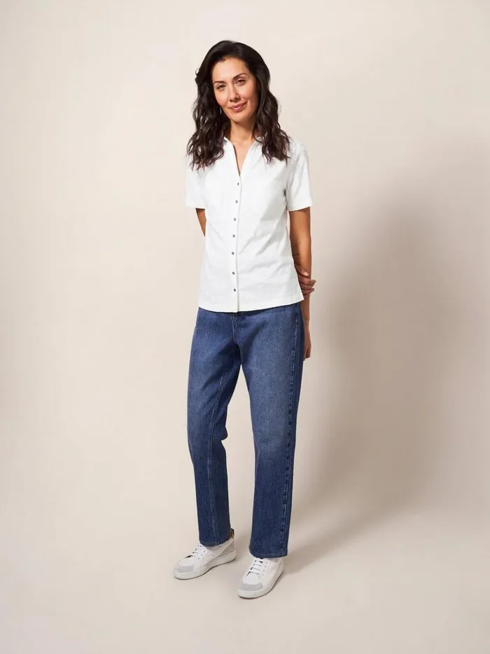 Women SHIRTS and BLOUSES White Stuff PENNY POCKET EMBROIDERED JERSEY SHIRT Brilliant White