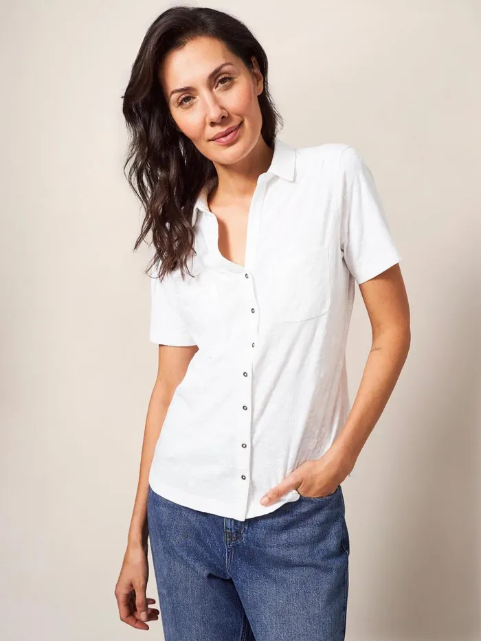 Women SHIRTS and BLOUSES White Stuff PENNY POCKET EMBROIDERED JERSEY SHIRT Brilliant White Women SHIRTS and BLOUSES White Stuff PENNY POCKET EMBROIDERED JERSEY SHIRT Brilliant White
