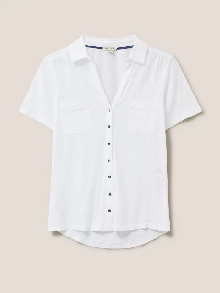 Women SHIRTS and BLOUSES White Stuff Penny Pocket Jersey Shirt Brilliant White Women SHIRTS and BLOUSES White Stuff Penny Pocket Jersey Shirt Brilliant White