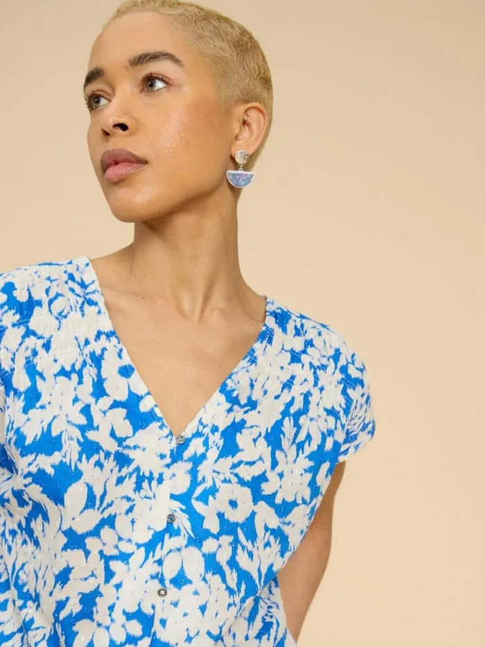 Women SHIRTS and BLOUSES White Stuff Rae Organic Cotton Vest Blue Multi