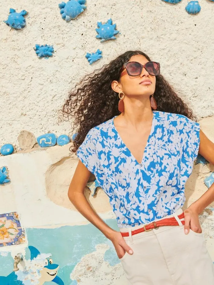 Women SHIRTS and BLOUSES White Stuff Rae Organic Cotton Vest Blue Multi Women SHIRTS and BLOUSES White Stuff Rae Organic Cotton Vest Blue Multi
