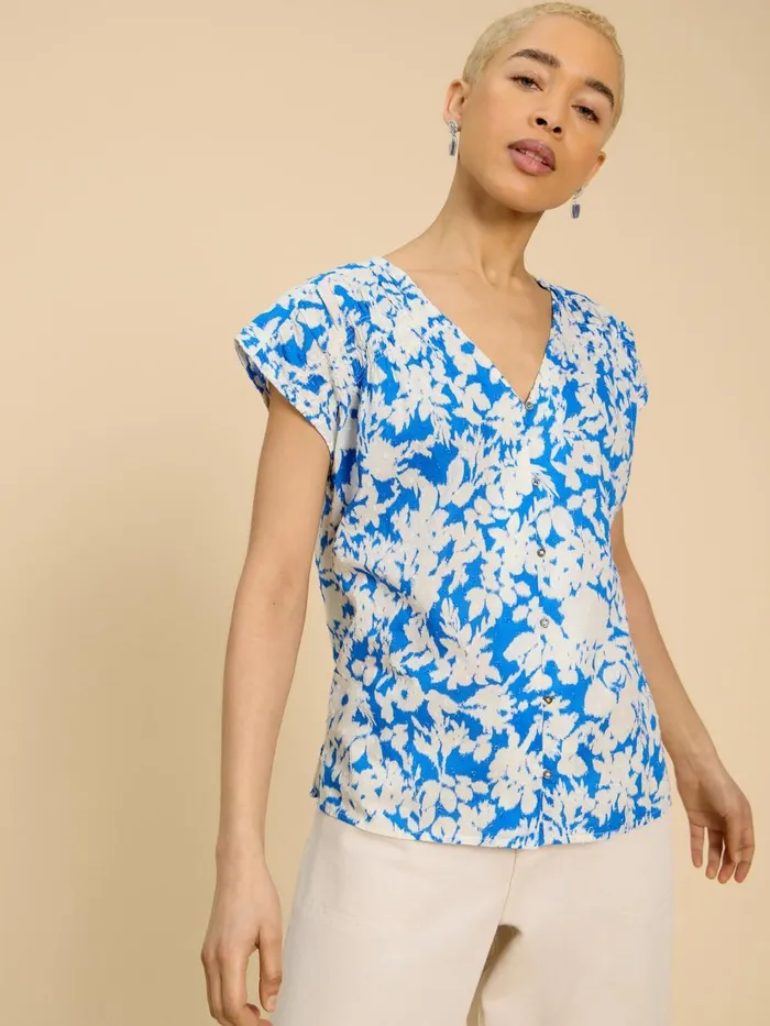 Women SHIRTS and BLOUSES White Stuff Rae Organic Cotton Vest Blue Multi Women SHIRTS and BLOUSES White Stuff Rae Organic Cotton Vest Blue Multi