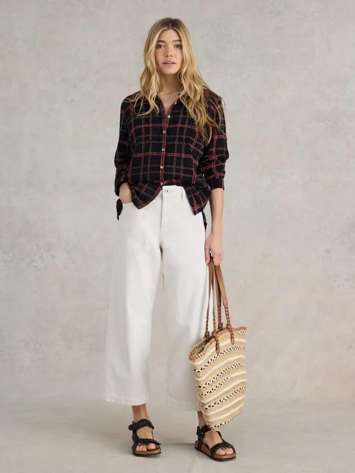 Women SHIRTS and BLOUSES White Stuff Sophie Cotton Organic Shirt Black Multi