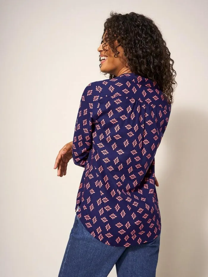 Women SHIRTS and BLOUSES White Stuff Sophie Cotton Shirt Navy Print Women SHIRTS and BLOUSES White Stuff Sophie Cotton Shirt Navy Print